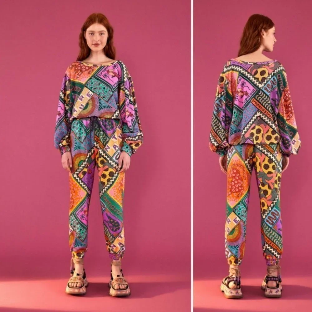 NWT! FARM RIO Dotted Patch Scarf Sweatshirt Size Small - Picture 7 of 12